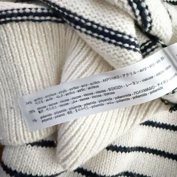 ZARA | Black Cream Ivory Knit Sweater Boxy High Neck Oversized | Size Medium - Picture 8 of 8